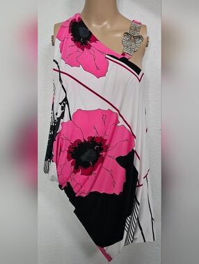 EUC Forever Unique Mini Dress tunic top pink Cocktail Party UK 12 Medium US 8 M